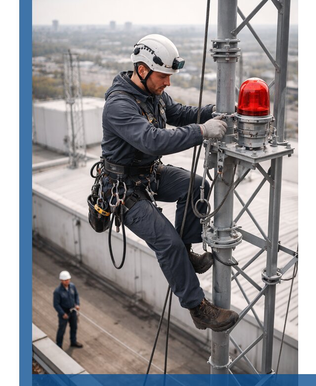 Монтаж заградительных огней и обслуживание объектов в Кунгуре