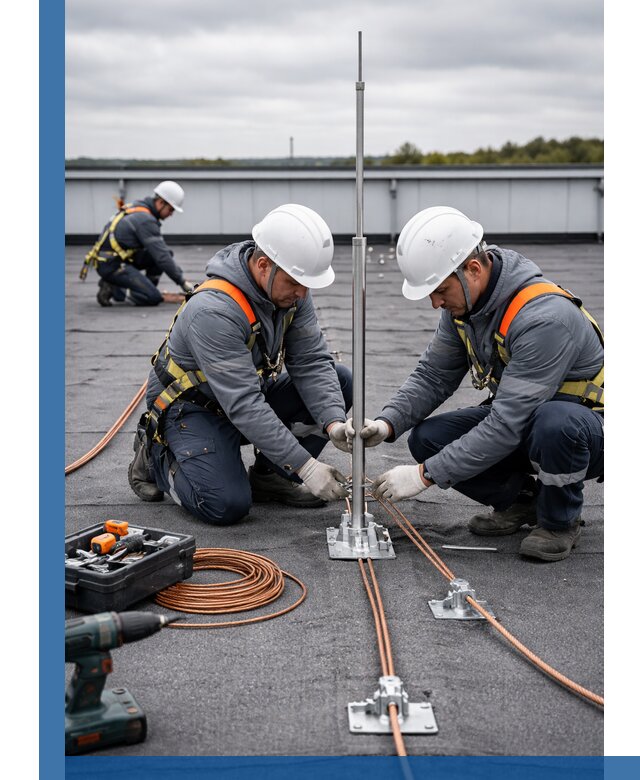 Монтаж молниезащиты на кровле в Кунгуре под ключ с гарантией