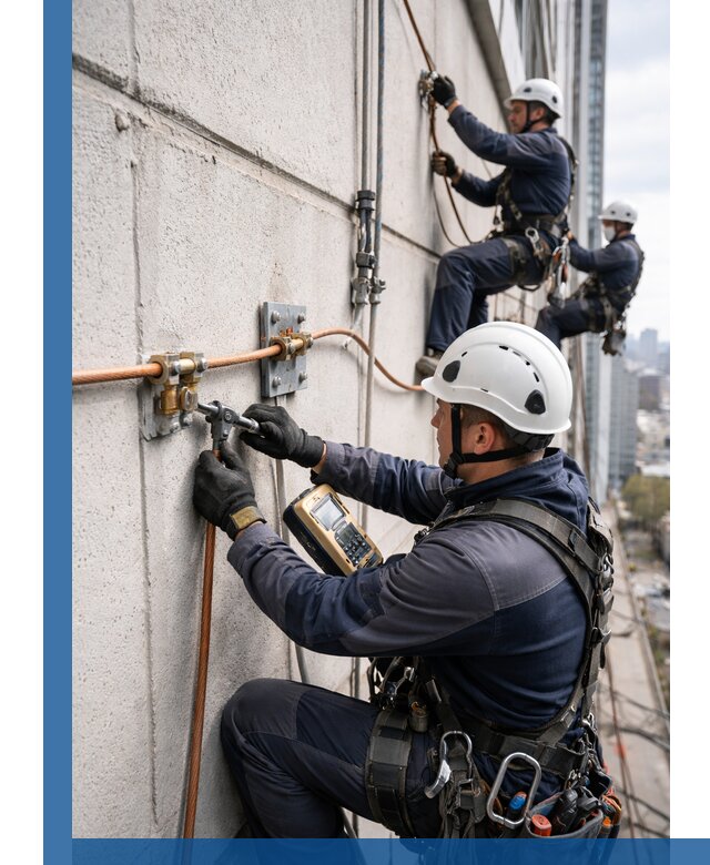 Монтаж системы заземления здания и молниезащиты в Кунгуре