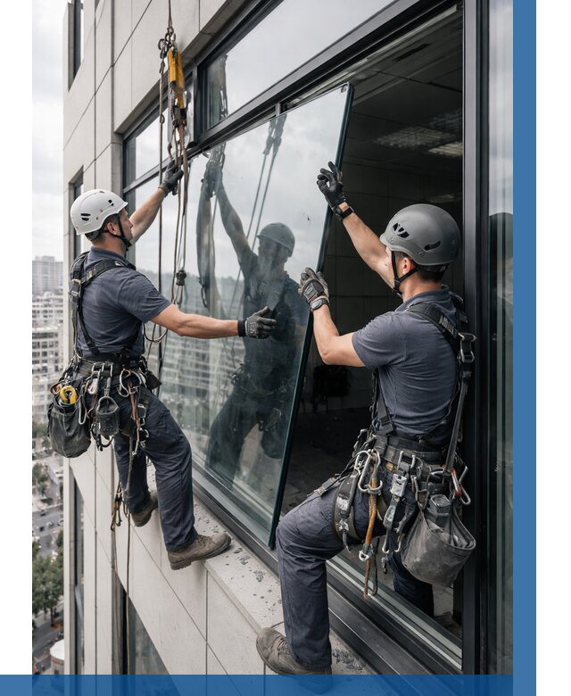 Замена стеклопакетов на высоте в Кунгуре от 5641 р. | ВЫСОТНИК-Кнг