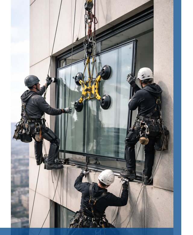 Монтаж стеклопакетов на высоте в Кунгуре от 3282 р. | ВЫСОТНИК-Кнг