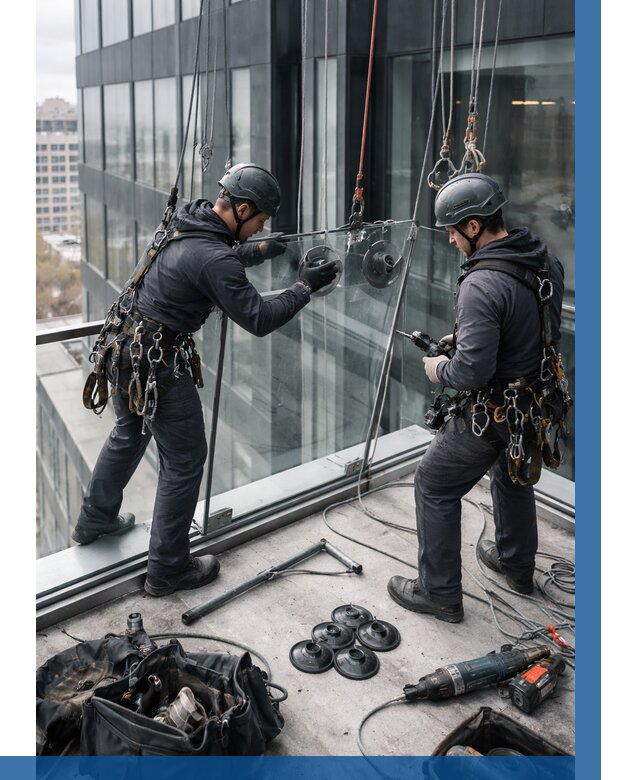 Монтаж стеклянных ограждений в Кунгуре от 2564 р. | ВЫСОТНИК-Кнг