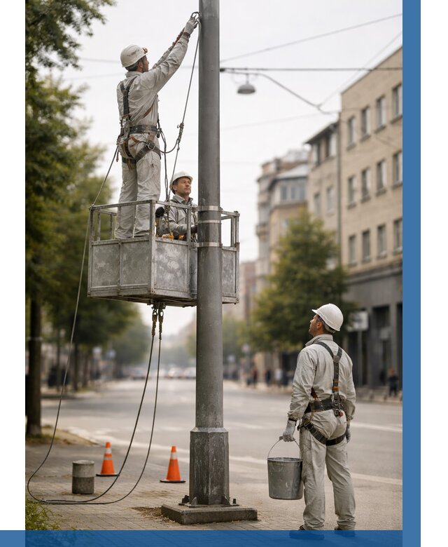 Покраска опор освещения в Кунгуре от 5128 р. | ВЫСОТНИК-Кнг