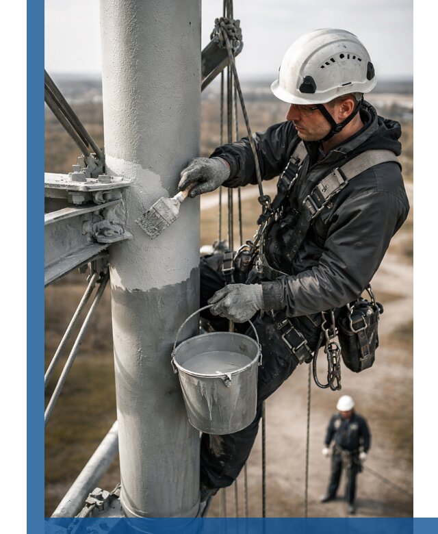 Покраска мачт связи в Кунгуре промышленными альпинистами