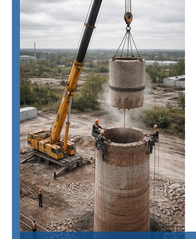 Демонтаж дымовой трубы в Кунгуре с гарантиями безопасности