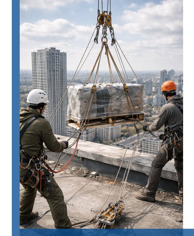 Подъем и монтаж крупногабаритных грузов на крышу в Кунгуре