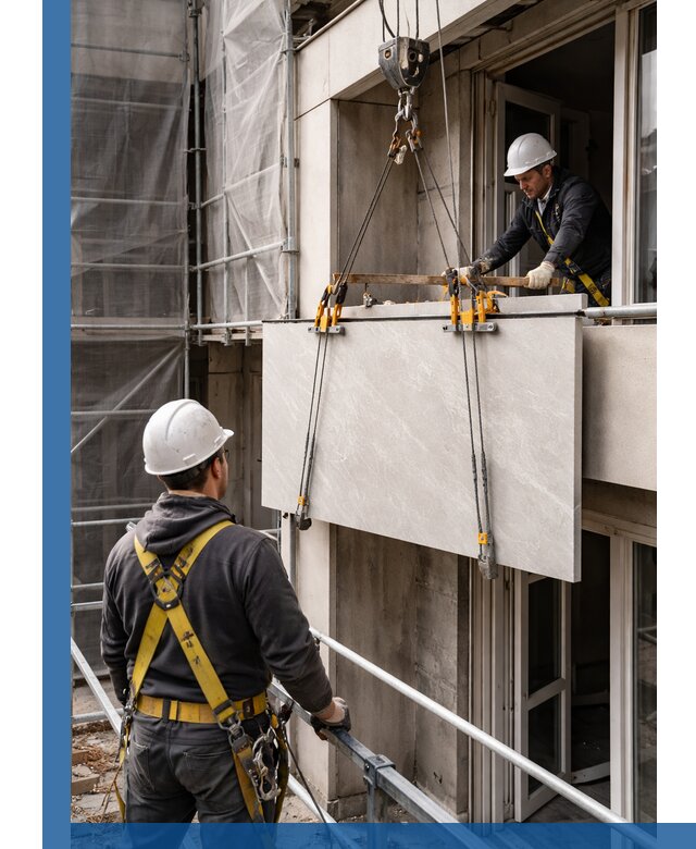 Подъем керамогранита на этаж в Кунгуре грузчиками и техникой