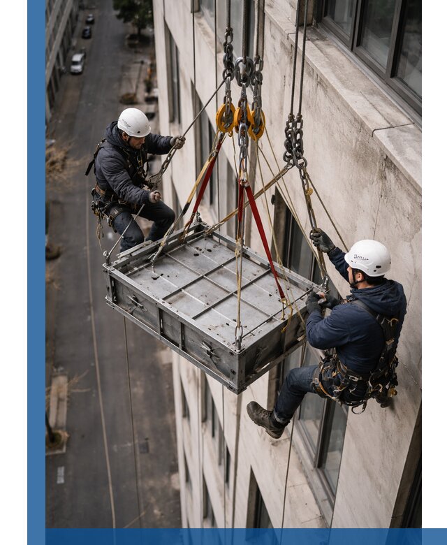Спуск и подъем грузов по фасаду в Кунгуре для зданий