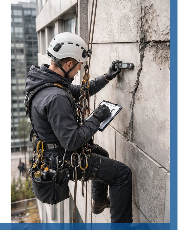 Обследование фасада альпинистами в Кунгуре от 123 р. | ВЫСОТНИК-Кнг