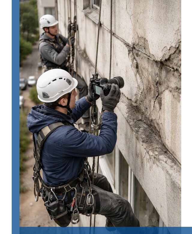 Фотофиксация дефектов фасада с высотной съемкой в Кунгуре