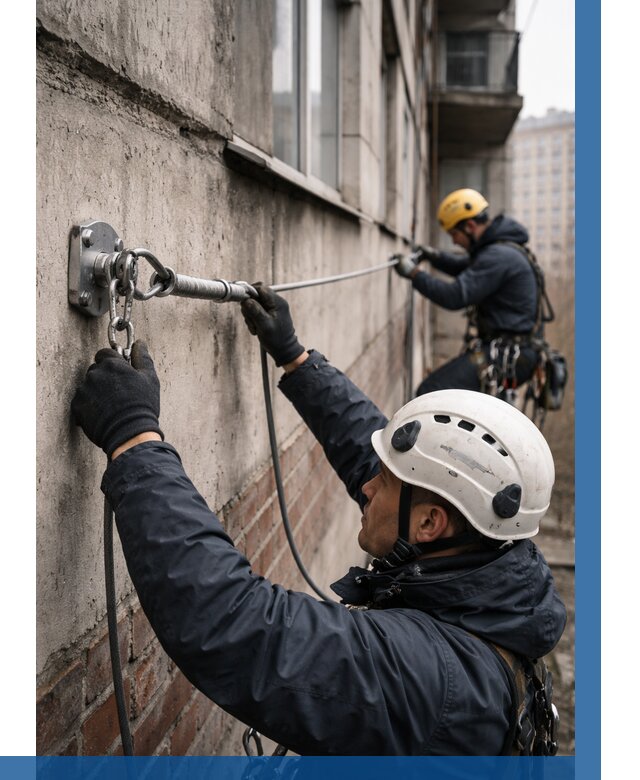 Монтаж анкерных линий в Кунгуре от 3077 р. | ВЫСОТНИК-Кнг