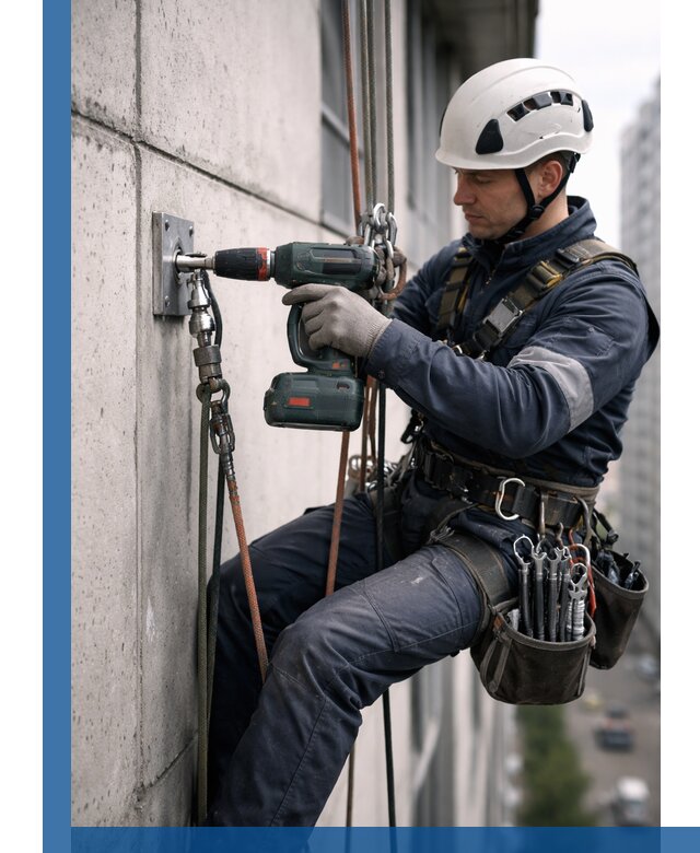 Установка анкерных точек для высотных работ в Кунгуре